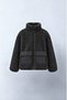 Girl's black plush cotton jacket with zipper and pockets