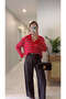 Tomles Red Striped Polo Collar Knitwear - 2