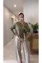 Jolly Light Green Gold Button Detailed Knitwear - 3