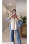 Moleps Ecru Blue Striped Knitwear Detailed Shirt - 5