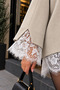 Women's High Collar Lace Detailed Oversize Sweater - 3
