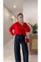 Jolly Red Gold Button Detailed Knitwear - 2