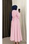 Front Pleated Detailed Striped Dress - Candy Pink (S) - 2