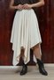 Cream Asymmetrical Velvet Skirt - 4