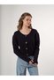Women's Wide Crew Neck Four Button Jazz Fabric Long Sleeve Cardigan Cty-Abr-7668