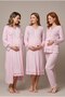 Women's Powder Lace Long Sleeve Nursing Detailed Maternity Pajama Nightgown Set with Dressing Gown - 3