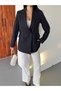 Kruvaze Stylish Women's Blazer Jacket with Collar Buttons - 3