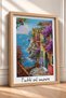 Tutti Al Mare and Begonvilli Coastal Street Framed Painting Italy Poster Wall Decor Itp057 - 2