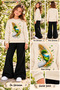 Winter, Spring, and Autumn Girls' Black Spanish Flared Bottoms and Beige Sweat Top - 2