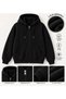 Unisex Fleece Lined Winter Non-Pilling Zipper Pocket Hooded Plain Hoodie Jacket Black