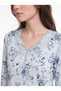 Women's Long-Sleeved Pajama Set, Floral Pattern, Blue - 3
