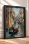 Venice, Gondola and Bridge Framed Painting on Canvas, Italy Poster, Wall Decor, Itp088. - 2