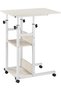 Computer Table - White, 73x55x90cm - Adjustable Mobile Desk with Rolling Wheels and Open Storage She - 3