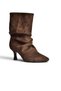 Z404010402 Brown Suede Ankle Boots with a Slim Heel and Drawstring Detail. - 5