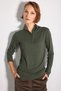 High Collar Buttoned Knitted Blouse - Khaki - 5