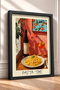 Pasta Time Written Spaghetti and Wine Framed Painting Italy Poster Living Room Kitchen Wall Decor Itp071 - 2