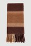 Checkered Pattern Tasseled Thick Shawl - Brown
