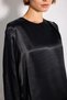 Pile Detailed Long Sleeve Satin Blouse - Black - 4