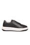 Stylish Comfortable Black-White Genuine Leather Men's Casual Sneaker Shoes with Rubber Laces 272304 - 2