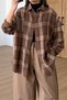 Light Brown Plaid Patterned Oversize Shirt Per5163 - 2