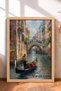 Venice, Gondola and Bridge Framed Painting on Canvas, Italy Poster, Wall Decor, Itp088.