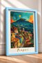 Pompeii Written Volcano and Colorful Houses Framed Painting Italy Poster Wall Decor Itp082 - 2
