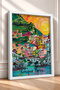 Cinque Terre Sunny Green Hillside Houses Framed Painting Italy Poster Wall Decor Itp077 - 2