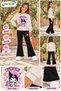 Winter, Spring, and Autumn Girls' Black Spanish Flared Bottoms and Beige Sweat Top - 2