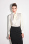 Halter Neck Silky Satin Shirt - Ecru - 3