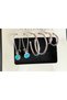 3 Pairs Silver Grey Earrings Set Evil Eye Beaded Pendant Dangle Hoop Earrings - 4