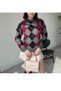 Women's Gray Baklava Patterned Short Sweater
