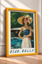 Ciao Bella Classic Car and Woman with Hat Framed Poster, Italy Poster, Wall Decor, Itp090. - 2