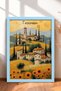 Tuscany Hills, Village, and Sunflowers Framed Painting, Italy Poster, Wall Decor, Itp084.
