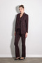 Relaxed Fit Striped Blazer Jacket - Burgundy - 5