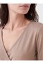 Brown Double-Breasted Collar Gathered Soft Touch Blouse - 3