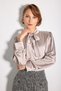 Halter Neck Silky Satin Shirt - Stone - 5