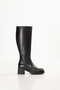 Women's Genuine Leather Light Sole Heeled Boots Wst.4033 Black