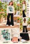 Winter, Spring, and Autumn Girls' Black Spanish Flared Bottoms and Beige Sweat Top - 2