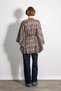 Knitted Plaid Cape with Tie Detail - Brown - 6