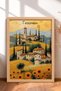 Tuscany Hills, Village, and Sunflowers Framed Painting, Italy Poster, Wall Decor, Itp084.