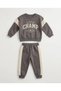 6-24 Months Baby Boy Winter Double Set – 3 Threaded Printed Sweatshirt and Striped Sweatpants Newborn Baby Boy Set