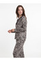 Women's Long-Sleeved Pajama Set, Black and White Leopard Print. - 2