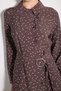 Polka Dot Double Breasted Cut Long Viscose Dress - Brown - 6