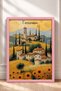 Tuscany Hills, Village, and Sunflowers Framed Painting, Italy Poster, Wall Decor, Itp084. - 3