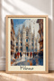 Crowd in Front of the Milan Cathedral, Framed Painting, Italy Poster, Wall Decor, Itp092. - 3
