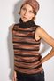 Dreamer Collection Turtleneck Striped Knitwear Blouse - Brown - 6