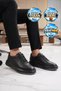 Stylish Comfortable Black Genuine Leather Men's Casual Sneaker Shoes with Rubber Laces 272304 - 3