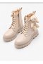 Women's Winter Boots with Plush Lining, Bear Accessories, Zipper Closure, Laces, and Thick Sole, Beige. - 3