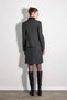 Suede Trimmed Judge Collar Striped Jacket - Anthracite - 7