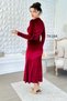 Buckle Detail, Gathered Waist, Velvet Dress 7K184 - 5